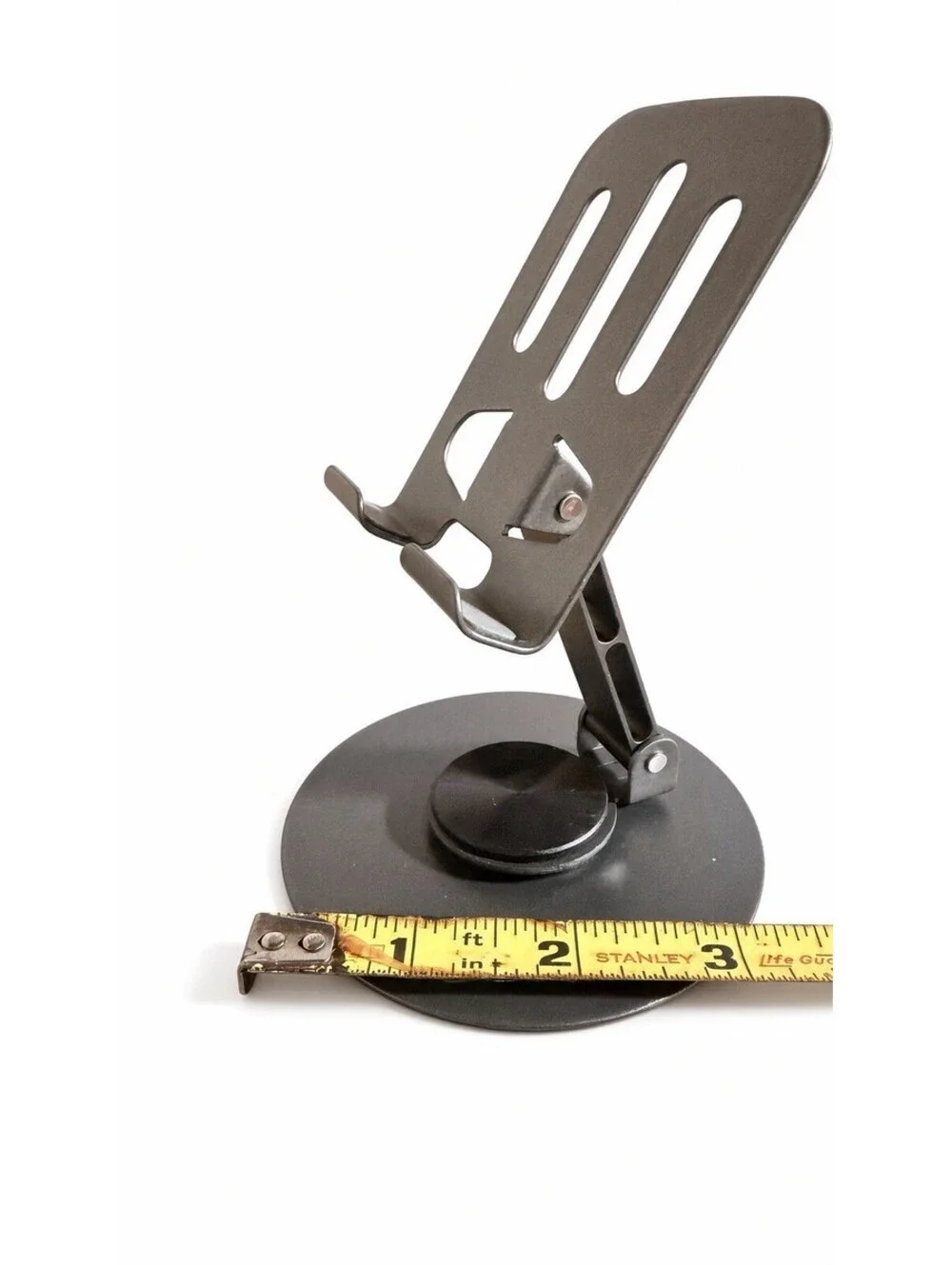 Metal Desktop Phone Stand Adjustable Tablet Holder 360 Rotate Foldable Grey